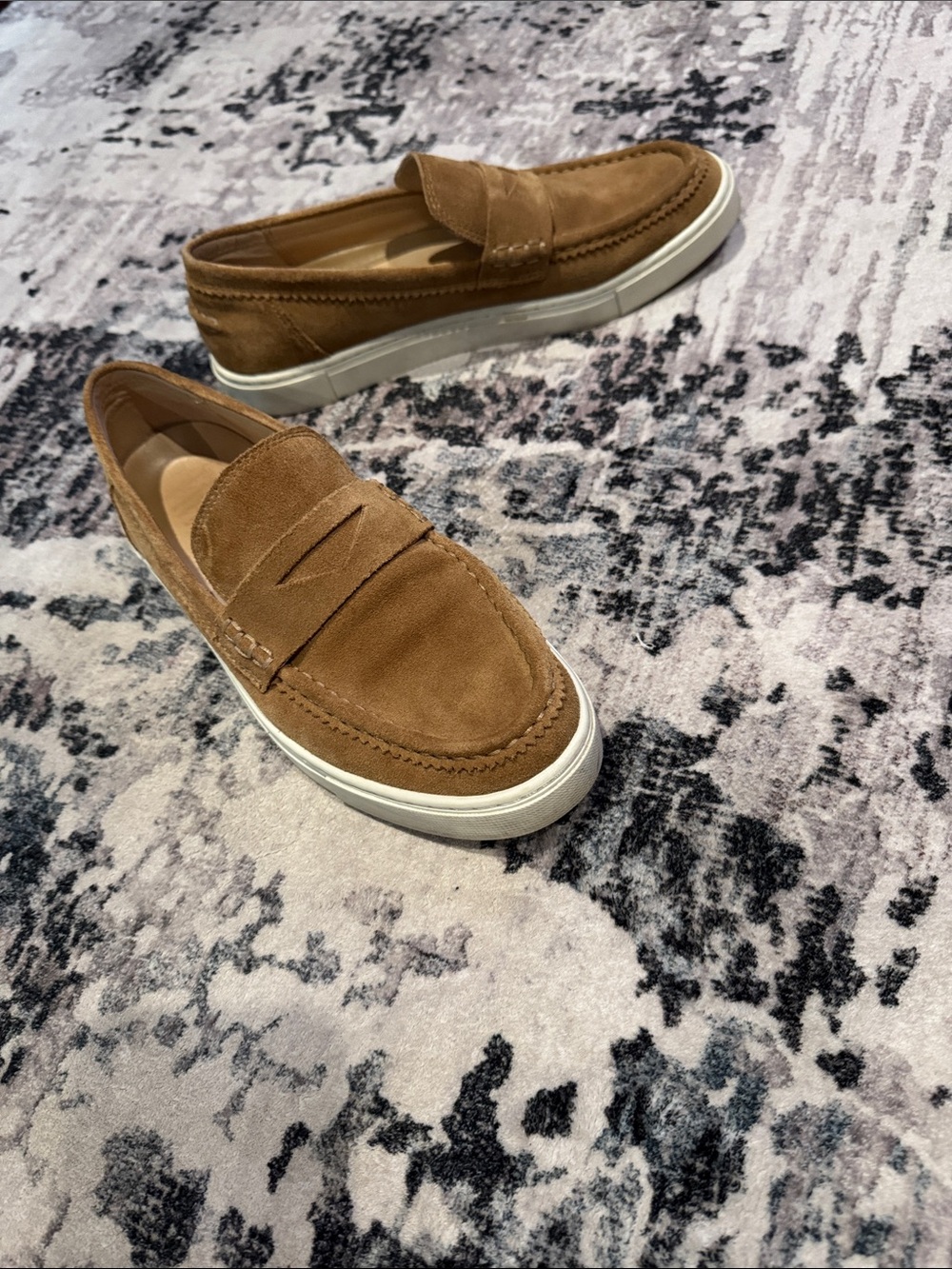 Frye Tan Suede Penny Loafers with White Sole women’s 9.5